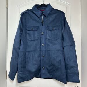 Robert Graham Men's Navy Blue Vegan Suede Utility Trucker Jacket Size Medium NWT